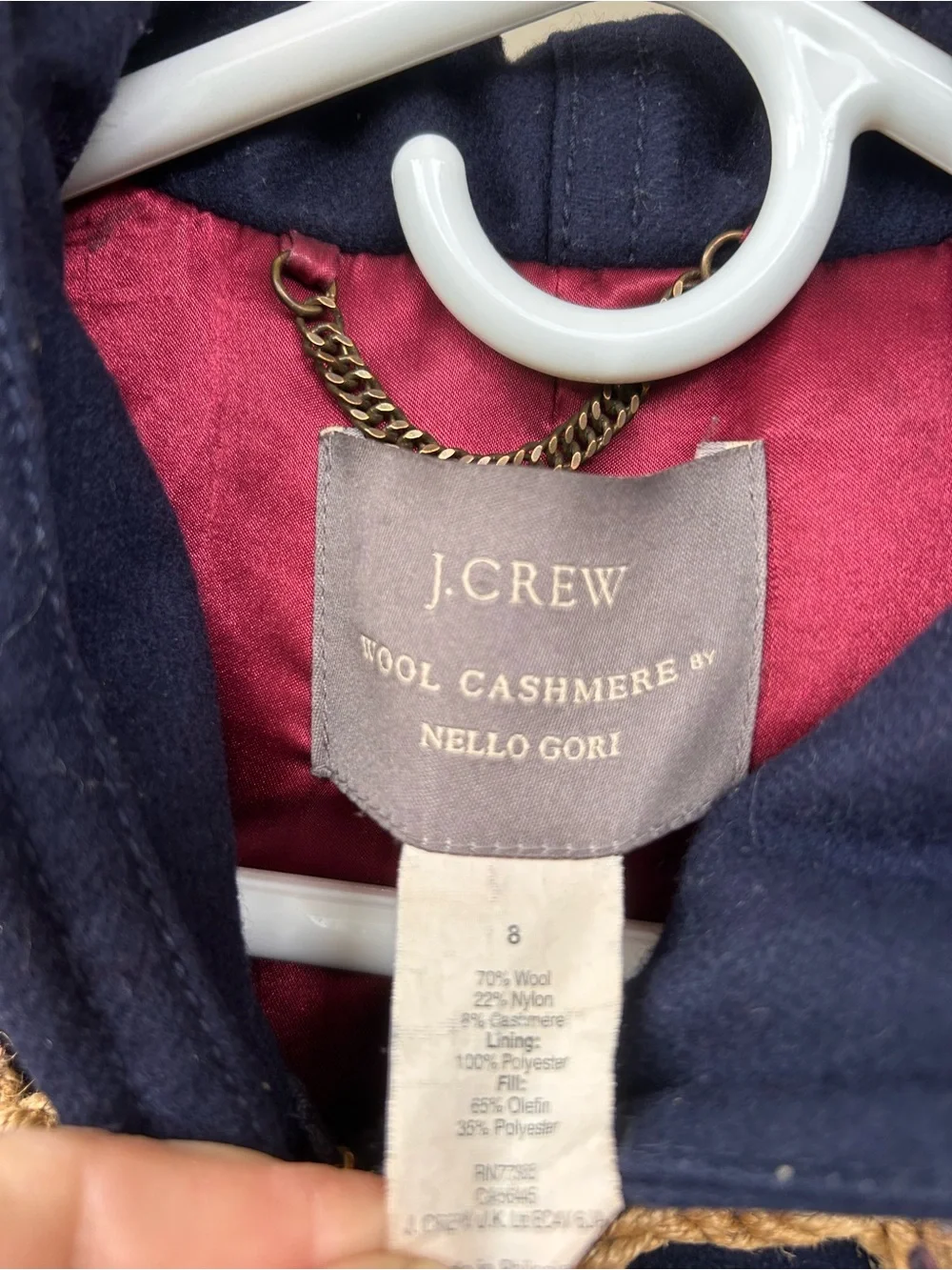 J. Crew Nello Gori Navy Wool Cashmere Toggle Peacoat with Rope Accents - Picture 2 of 8